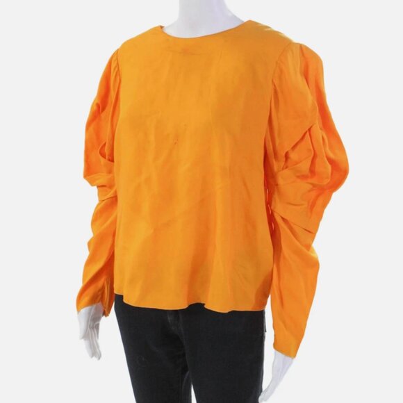ACNE Orange Puff Sleeve Blouse - Picture 2 of 16